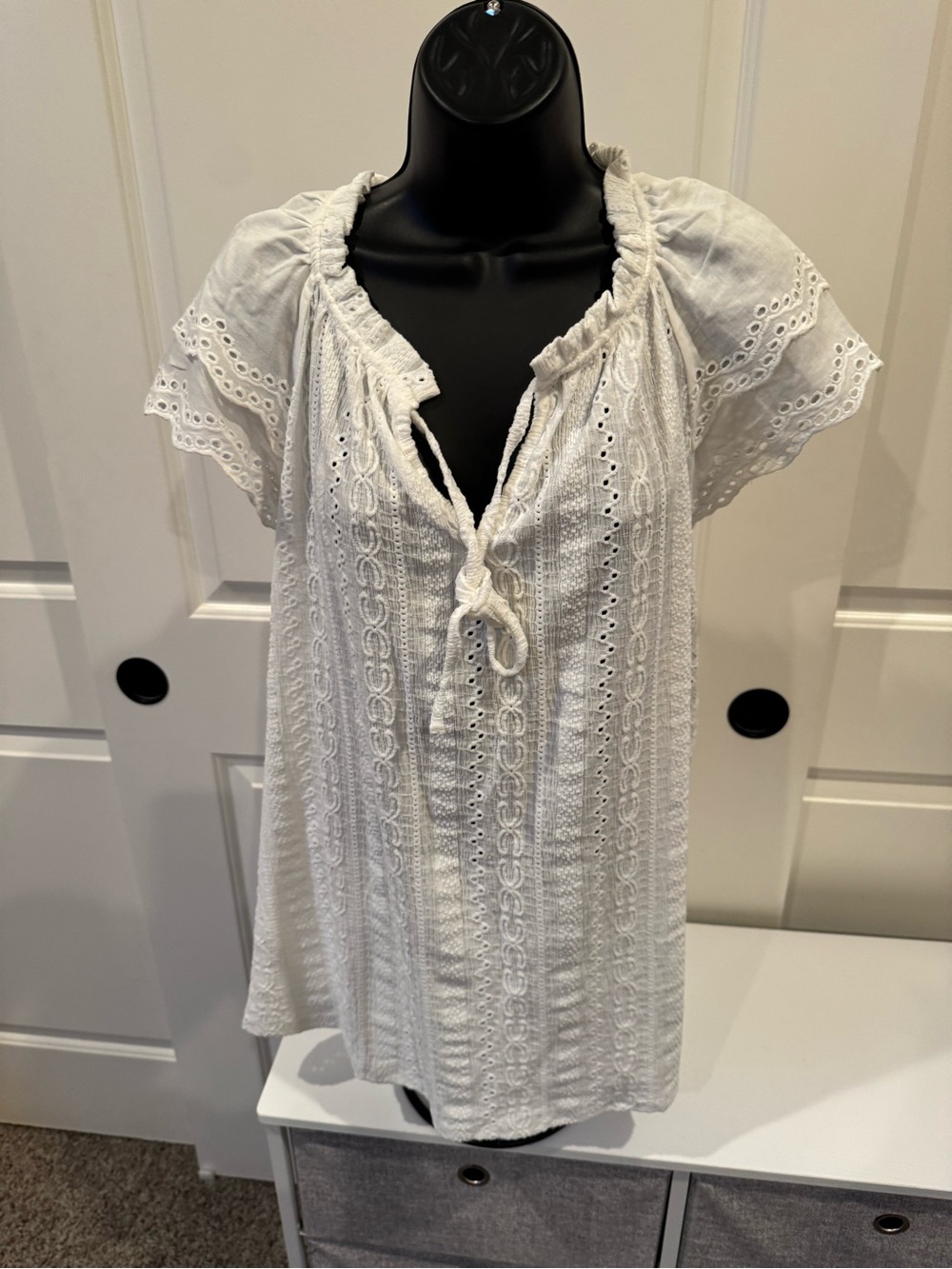 White Eyelet Tie-Front Beach Coverup